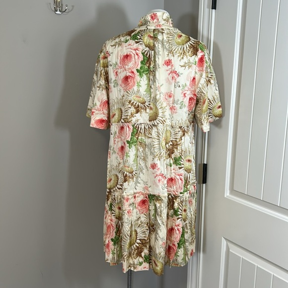 Tuckernuck Crawford Mini Dress Sun Faded Floral V neck Flutter Sleeve XL NEW - Picture 7 of 15